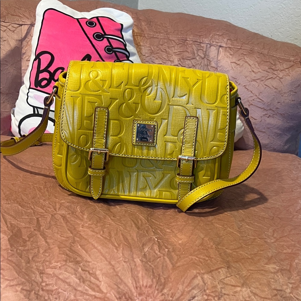 Dooney & Bourke Yellow Embossed Logo Crossbody Satchel